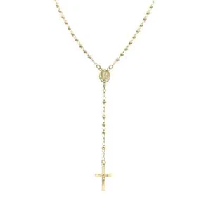 18k Gold Filled Lady of Guadalupe Rosary, Beaded Necklace With Small Cross - Imagen 1 de 4