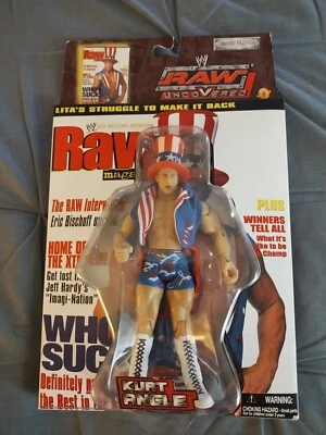 Cubierta de revista de lucha libre WWE RAW 2003 descubierta Kurt Angle Foto 1 de 2