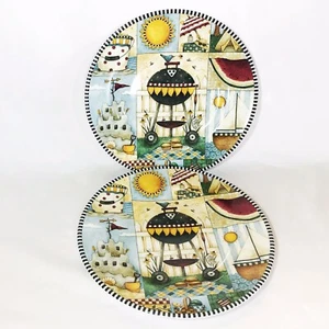 Sakura Evolution Melamine Plates 8.5” Set of 2 “Good ‘ol Summertime” - Picture 1 of 5