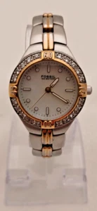 FOSSIL Watch Pearl Face, Two Tone, Crystal Accents Y2K Retro Classic AM3461 Sm - Picture 1 of 6