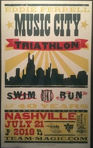 Hatch Show Druck Poster Musik Stadt Triathlon Schwimmen Rad Laufen Nashville Juli 2018 - Bild 1 von 1