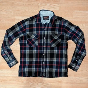 Camisa DE COLECCIÓN Woodland Para Hombres Mezcla de Lana Franela a Cuadros Botón Talla Mediana M  - Imagen 1 de 8