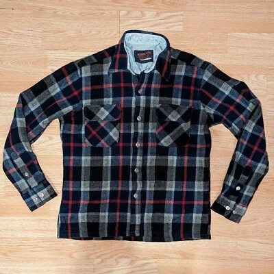VINTAGE Woodland Mens Wool Blend Plaid Flannel Button Shirt  Size Medium M  - Image 1 of 4
