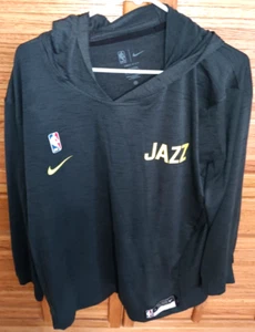 Felpa con cappuccio leggera Nike Dri Fit Utah Jazz uomo XL riscaldamento nera con cappuccio - Foto 1 di 6