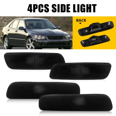 For 2000-2005 Lexus IS300 Front & Rear Smoked Side Marker Lights Bumper Housings - Image 1 of 4