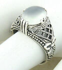Genuine Moonstone 925 Solid Sterling Silver Antique Style Filigree Ring     #926