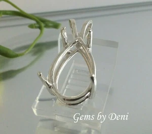 Solid Sterling Silver Pear Cast Wire Pre-Notched Pendant Setting (5x3mm-30x22mm) - Picture 1 of 7