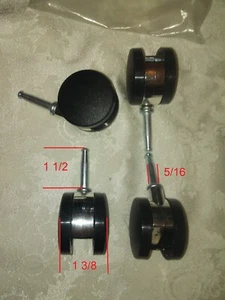 Roller Caster Wheels Black Plastic w/Metal Post 4 Wheels - Picture 1 of 4