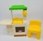 u Little Tikes Dollhouse Miniature Kitchen Island w Chair Oven Phone Vintage 90s