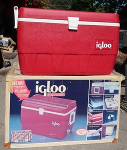 Vintage Igloo 48 Quart Cooler Red White Handles 1985 - Excellent Condition - Imagen 1 de 8