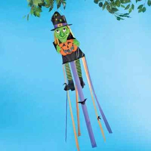4 Foot Adorable Witch w/ Pumpkin Halloween Garden Hanging Streamer Windsock - Picture 1 of 4