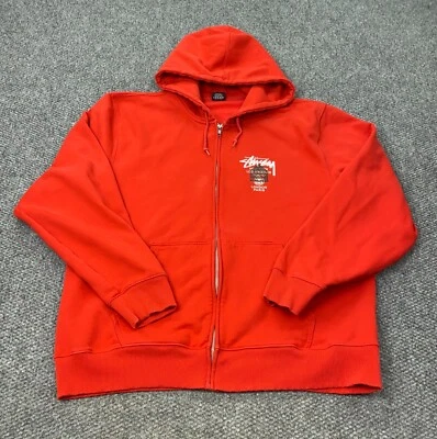 Sudadera con capucha Stussy X Dover Street Market DSM World Tour con cremallera para hombre XXL roja Foto 1 de 4