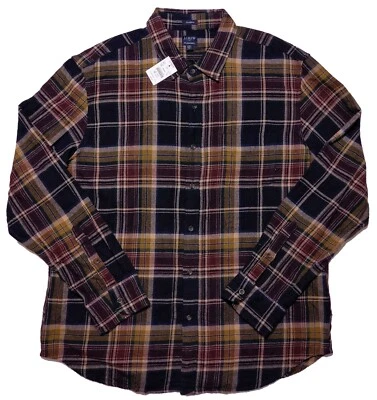 Camisa clásica de franela con botones J CREW para hombre BU178 azul dorado óxido a cuadros XXL 2XL Foto 1 de 4