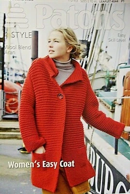 Patons Leaflet 4044, Women's Easy Coat, Wool Blend Aran, Easy Skill Level - Image 1 of 3