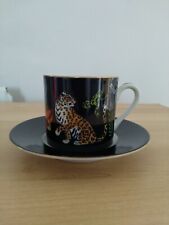 Lynn Chase Jaguar Jungle Small Size Cup And Saucer, 24ct Gold Decoration.