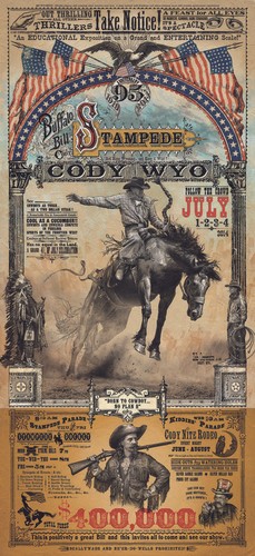 Cody Wyoming Buffalo Bill Stampede Rodeo Western Poster by Bob Coronato