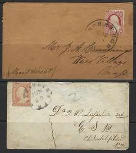 US 1860 Sc 10A ORANGE BROWN TYPE II & Sc 11A BROWNISH CARMIN BOTH - Bild 1 von 1