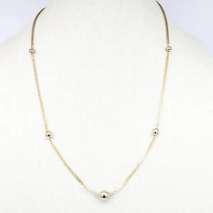 Vintage Avon 25" Ball Bead Station Necklace Gold Tone Rectangular Links Timeless - Picture 1 of 7