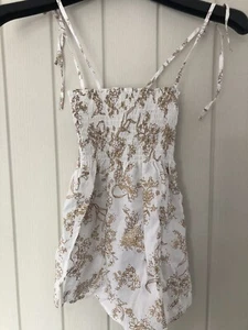 Cute, La Senza Foil Flower Cream/ Gold Cami Nightwear; Size 8 New - Picture 1 of 8