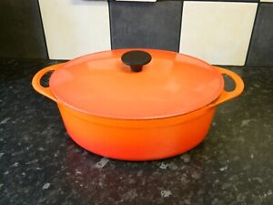le creuset / cousances  cast iron  casserole dish and lid - orange  finish