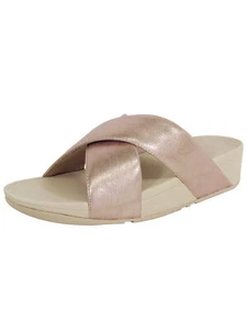 Fitflop Womens Lulu Cross Glitz Slide Sandal Shoes, Rose Gold, US 10 - Picture 1 of 3