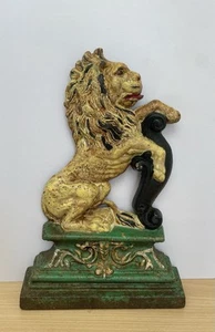 Antique LION Painted Cast Iron Door Stop - Picture 1 of 7
