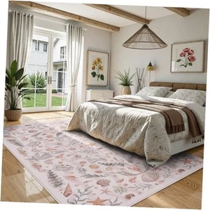 Vintage Coastal Machine Washable 5x7 Area Rugs for Living Room, Non Slip Soft - Picture 1 of 8