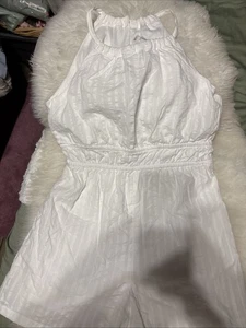 NWOT Art Class Girls white high neck Lined romper size 7/8 Year  Seersucker - Picture 1 of 8