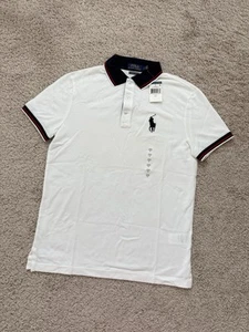 Neu Polo Ralph Lauren Herren Big Pony SS Custom Slim Fit Poloshirt Weiß Größe S - Bild 1 von 8