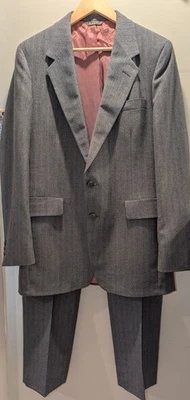 De Colección Levi Strauss Clase Ejecutiva Gris Rayas Traje Chaqueta 40L Pantalones 32x31 Foto 1 de 4