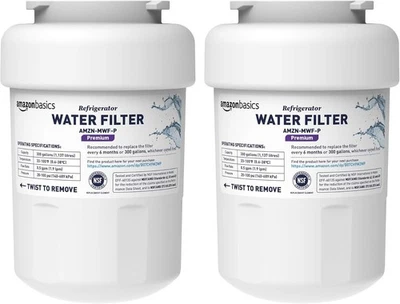 2 pk Amazon Basics Premium replacement GE MWF Refrigerator Water Filter Sealed! - Image 1 of 4