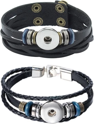Click Button Chunks Druckknöpfe Retro PU Lederarmband Metallverschluss Wickelarm - Bild 1 von 4
