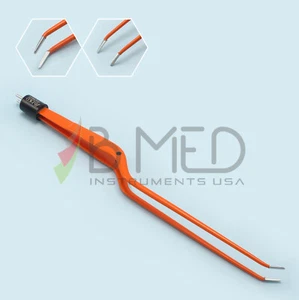  Bipolar Non Stick Bayonet Forceps Angled Down Insulated 8 1/2" 1mm Coagulating - Picture 1 of 5