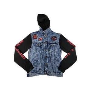 Chicago Bulls Denim Jeansjacke mit Hoodie Knopfleiste Gr. Medium Chi-towns Finest - Bild 1 von 10