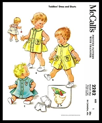 McCall's 2282 Pattern Unisex Dress Shorts Toddler Boy Girl Embroidery - Image 1 of 4