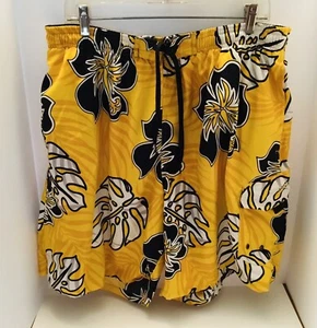 SPEEDO Swim Trunks Men Size XL Mesh Line Board Shorts Yellow Floral Tropical 90s - Picture 1 of 10