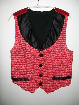 Vintage Anos 80 OOAK Colete Feminino Coca-Cola Vermelho Branco Preto Acabamento de Gola de Cetim - Imagem 1 de 4