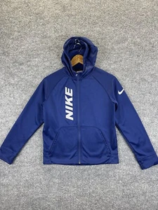 Nike Jacket Boys Large Blue Full Zip Hooded Therma Fit Athleisure Activewear - Picture 1 of 13