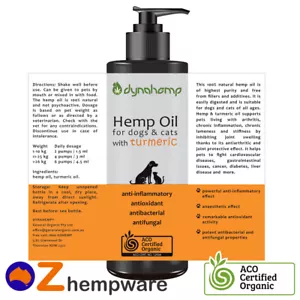HEMP OIL FOR DOGS WITH TURMERIC AUSTRALIAN CERTIFIED ORGANIC 250ml,500ml,5l - Picture 1 of 1