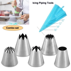 up 9x Large Size Icing Piping Nozzles Tips Pastry Cake Sugarcraft Decorating Set - Picture 1 of 10