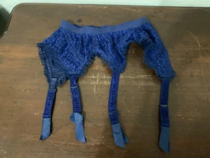 Vintage Lejaby de Paris Nylon Garter Belt Navy Blue Lace Size Small France - Picture 1 of 8