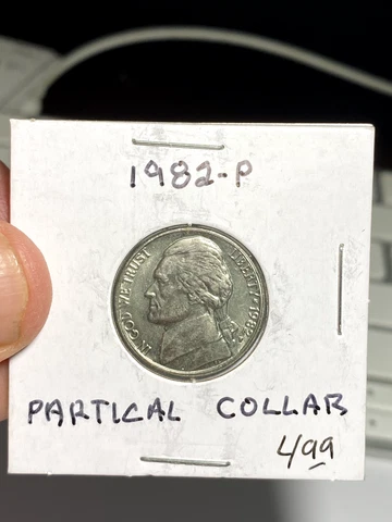 1982 P United States 5 Cents Partical Collar Error Coin Cover
