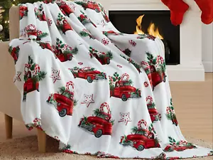 Manta de Navidad Country Rústica Roja Camión Galletas Bastones de Caramelo 60X50 Nueva - Imagen 1 de 5