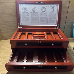 Danbury Mint Coin Box The Complete 20th Century Half Dollar Treasury No Keys - Picture 1 of 17