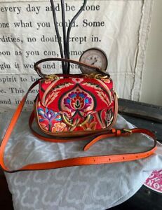 orYANY Red Embroidered Convertible Crossbody Adriana New Handbag