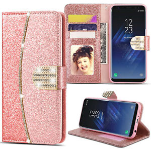 Case For Samsung S8 / S8 Plus Luxury Bling Leather Wallet Flip Phone Cover