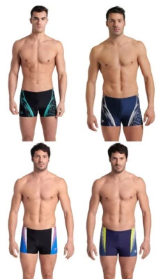 Arena Graphic Threefold Short Badehose Gr. 5,6,7,8,9,10 schwarz blau Badeboxer - Bild 1 von 4