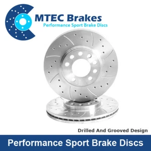 Front Brake Discs Drilled Grooved Compatible With Jaguar XE X760 2.0 D 2015- - Afbeelding 1 van 5