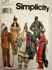 Adult Native American Costume Pattern 8281 Size A All Sizes XS S M L XL Uncut FF - Picture 1 of 8