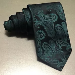 New Men's Paisley Classic Neck tie Tie Formal Party Wedding Prom Forest Dk Green - Picture 1 of 2